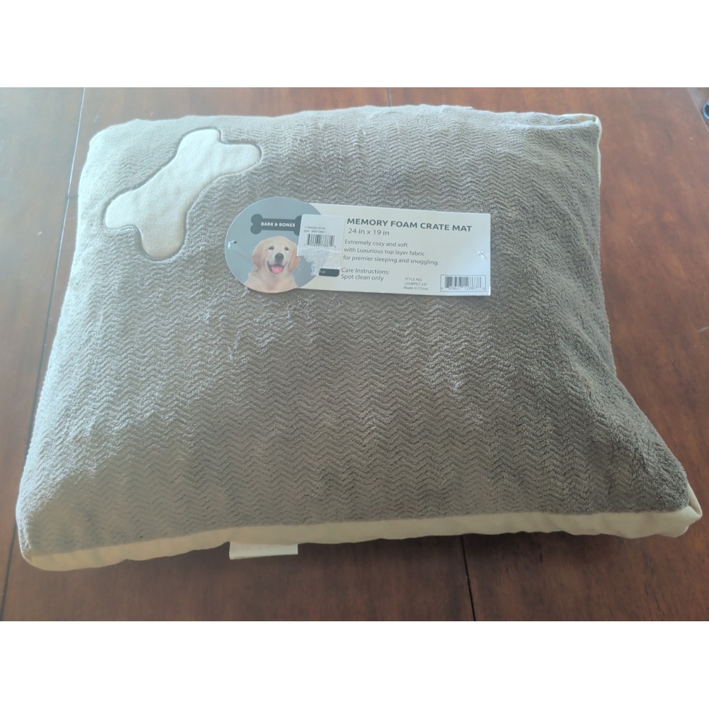 Bark & Bones Memory Foam 24 x 19 Inch Extra Thick Gray Dog Crate Mat USHBPET-231